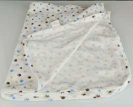 Koala Baby Paw Print Puppy Dog Blanket White Blue Thermal Waffle Weave Tan Brown - £47.46 GBP