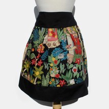 Black Frida Mexican Inspired Flowers and Animals Skirt Black - Thick Sat... - £31.41 GBP