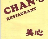 Chan&#39;s Restaurant Menu Kingshighway Cape Girardeau Missouri - £14.16 GBP