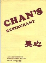 Chan&#39;s Restaurant Menu Kingshighway Cape Girardeau Missouri - £14.12 GBP
