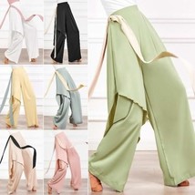 Women&#39;s Dance Trousers Chiffon Wide Leg Pants Straight Loose Casual Trousers - £15.76 GBP