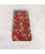 Vtg Salvatore Ferragamo Fisherman Tie Necktie Red Yellow/Gold Boat Fish ... - $25.21