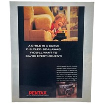 Pentax Camera Print Ad Vintage 90s IQZoom 160 Curly Hair Child Life is Fun - £7.46 GBP