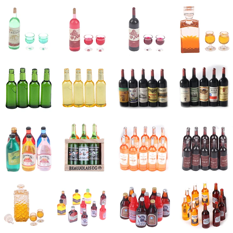 1 Set 1/12 Miniature Wine Bottles Dollhouse Kitchen Accessories - Mini Dolls - £6.80 GBP+