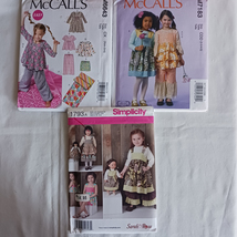 Lot of 3 Unused, Uncut Sewing Patterns Girls Size 3 4 5 Sleepwear Jumper Dress + - £11.95 GBP