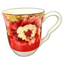 222 Fifth PTS International Lutece Fine China Mugs Floral Red Porcelain ... - $9.50