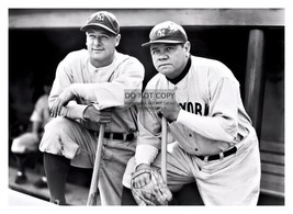 Babe Ruth &amp; Lou Gehrig Legendary New York Yankee Baseball Players 5X7 B&amp;W Photo - £6.65 GBP