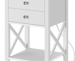 Rolanstar End Table With 2 Drawers And Power Outlets, Accent Side Table ... - $103.93