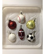 6 Sports Balls Christmas Bulbs Decorated Glass Ornaments Soccer Football... - £6.12 GBP