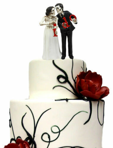 Day Of The Dead Wedding Skeleton Bride & Groom Cake Topper Figurine Love Eternal