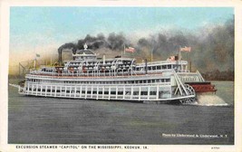 Excursion Steamer Capitol Mississippi River Keokuk Iowa 1920s postcard - £5.05 GBP