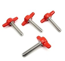 1/4&quot;-20 x 1 1/4&quot; Thumb Screw T Bolts with Red Butterfly Tee Wing Knob 4 Pack - £9.05 GBP