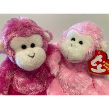 Friends Hugging Plush Pink Monkeys Ty Beanie Babies Store Exclusive Vale... - $28.95