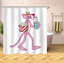 Shower Curtain Pink Panther Waterproof Polyester Bathtub Decor Curtain W/Hook70&quot; - £13.42 GBP+