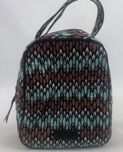 Vera Bradley Quilted Insulated Lunch Bag Tote Blue Brown Floral Paisley Print - £12.60 GBP