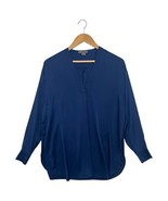 Vince Top Womens Extra Small Blue Silk V Neck Designer Career Minimalist... - $67.68 CAD