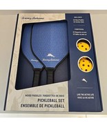Tommy Bahama Pickleball Set 2 Blue Wood Paddles 2 Game Balls - $21.24