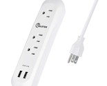 Power Strip Surge Protector, Extension Cord 6 Feet, 3 Outlets, 2 Usb Por... - £15.21 GBP