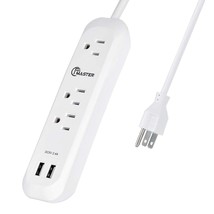 Power Strip Surge Protector, Extension Cord 6 Feet, 3 Outlets, 2 Usb Ports (2.4A - £14.93 GBP