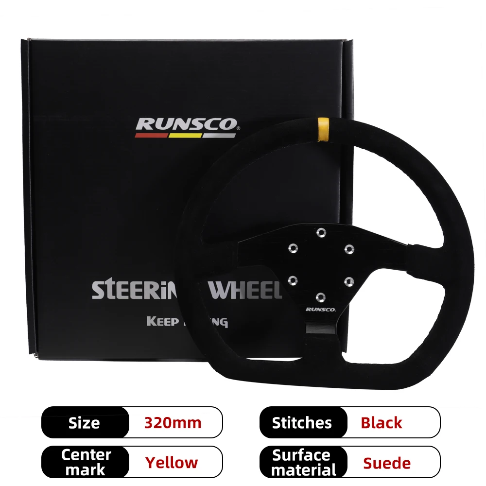 New 320mm Flat Steering Wheel Sim Racing Drift Pc Game Steering Wheel Control  F - £267.92 GBP