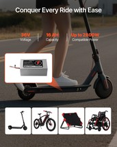 VEVOR 36V Electric Scooter Battery 16Ah Ebike Lithium Battery Pack with ... - $146.49