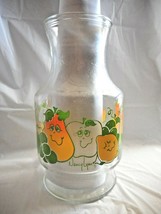 Juice Carafe Nancy Lynn Vintage Glass Pitcher Lemon Grapes Peach Apple Smiley - £15.66 GBP