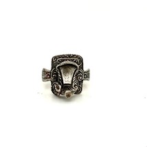 Vintage Signed Sterling Handmade Art Nouveau Carved Repousse Scroll Ring Band 6 - £31.14 GBP