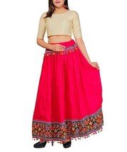 Womens Wrap skirt Rayon Kutchi embroidered Hem-39&quot; Pink-Free size upto 4... - £26.79 GBP