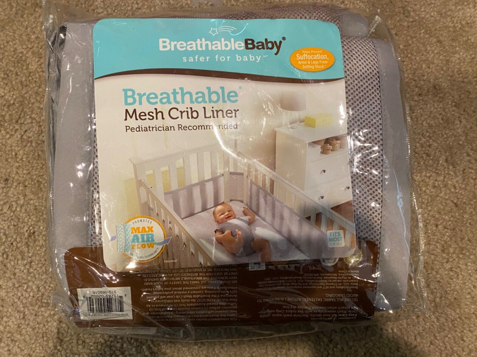 BreathableBaby Breathable Baby Mesh Crib Liner Gray NEW - $18.49