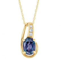 7x5mm Oval Cut Lab-Created Alexandrite Solitaire Pendant 14K Yellow Gold Plated - £147.95 GBP