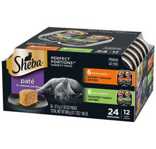 Sheba Perfect Portions Pate Wet Cat Food Variety Pack (Savory Chicken, Roasted T - £54.56 GBP