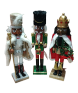 African American Christmas nutcrackers cute wood figurines 15&quot; 3 Piece - £53.76 GBP