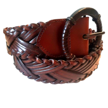 Size Large Woven Leather Belt Brown Braided Boho Western NEW - £25.72 GBP