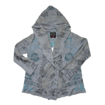NWT Johnny Was BIYA Giselle in Gray Embroidered Open Hooded Cardigan Swe... - £108.56 GBP