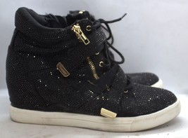 INC Debby Wedge Black Rhinestone Sneakers - Womans Size 9 - £22.05 GBP