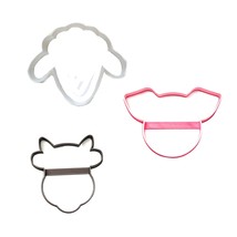Livestock Faces Farm Animals Outlines Set Of 3 Cookie Cutters Made In USA PR1734 - £4.78 GBP