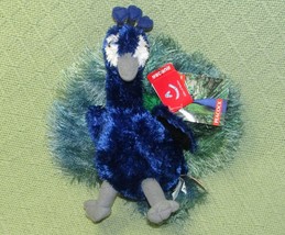 Aurora 8&quot; Perry Peacock Plush Blue Green Bird With Hang Tags Stuffed Animal Toy - £8.63 GBP