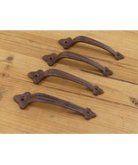 4 CAST IRON HANDLES RUSTIC DRAWER PULLS 6&quot; LONG HANDLE GRASP DOOR GATE FARM - $333.97 MXN
