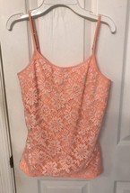 Justice Brand Girls Size 18 Peach Tank Cami W White Lace - $14.00