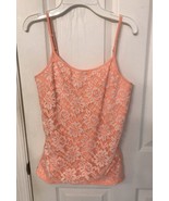 Justice Brand Girls Size 18 Peach Tank Cami W White Lace - £11.02 GBP