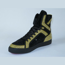 Men High Top Shoes By FIESSO AURELIO GARCIA ,Fancy Rhine stones 2402 Black Gold image 4
