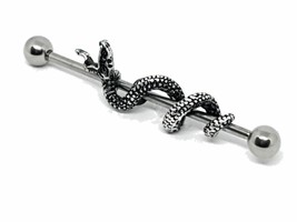 Snake Bar Piercing Échafaudage 14g (1.6mm) Acier Industriel Barbell Reptile... - £4.44 GBP