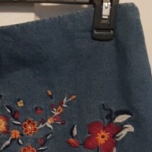 Large Floral Embroidered Blue Jean Denim Skirt by Harper Heritage - $37.39