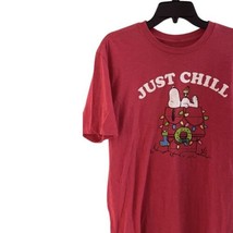 Peanuts L Large Tee Shirt Mens Red Snoopy Just Chill Short Sleeve Crew Neck - £7.90 GBP