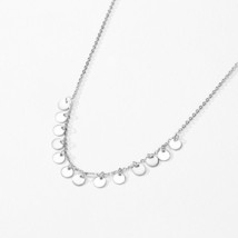 luxury Minimalist Circular Sequin Charms 925 Sterling Silver Women necklace 16&quot; - £64.73 GBP