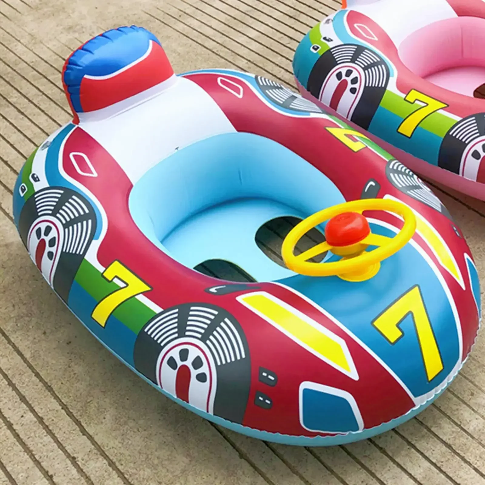 Inflatable Float Seat Baby Swimming Circle Car Shape Toddler Swimming Ri... - £10.00 GBP