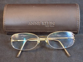 Glasses Frames Anne Klein Ny Gold Tone Metal w/ Brown Case AK9062 416S 51-18 135 - £19.45 GBP