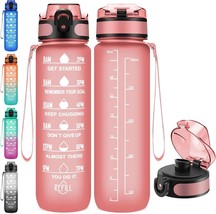 Sports Water Bottles 32 oz With Motivational Time Maker No Straw BPA Tox... - £23.50 GBP