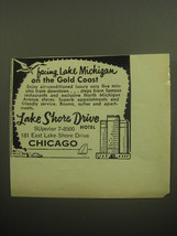 1958 Lake Shore Drive Hotel Ad - Facing lake Michigan on the gold coast - £14.78 GBP