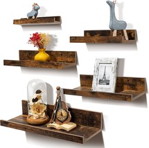 Upsimples Home Floating Shelves For Wall Décor Storage, Wall Shelves Set, Brown - £26.37 GBP